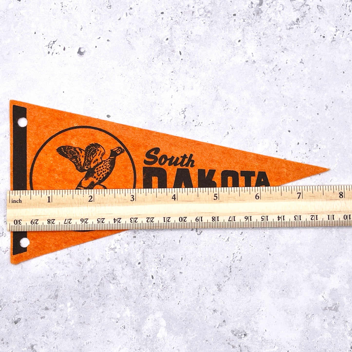 Vintage South Dakota Mini Pennant 60s 70s Pheasant Felt State Souvenir 4" x 7.5"