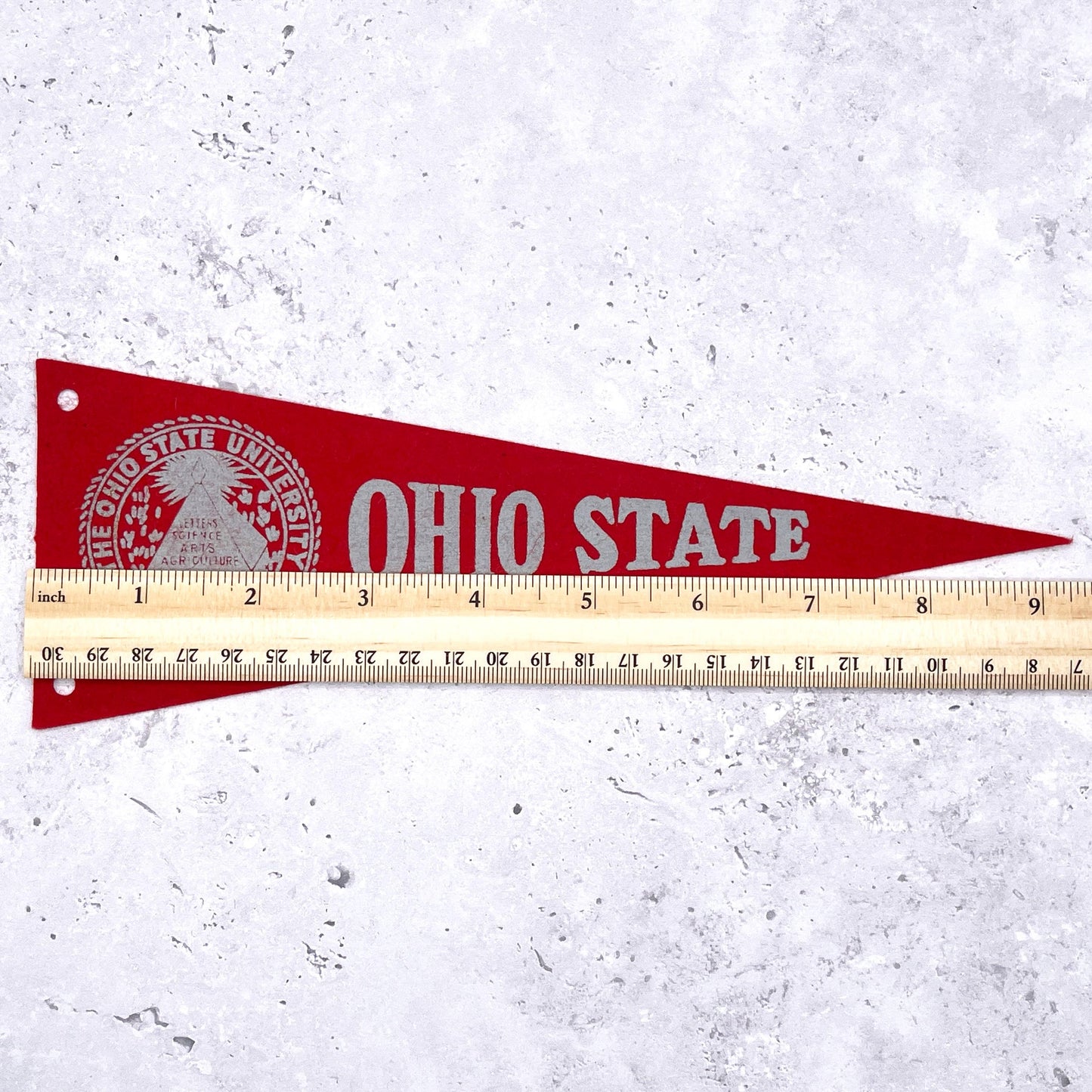 Vintage Ohio State Mini Pennant • 60s Felt NCAA College Buckeyes • 9.25" x 3.25"
