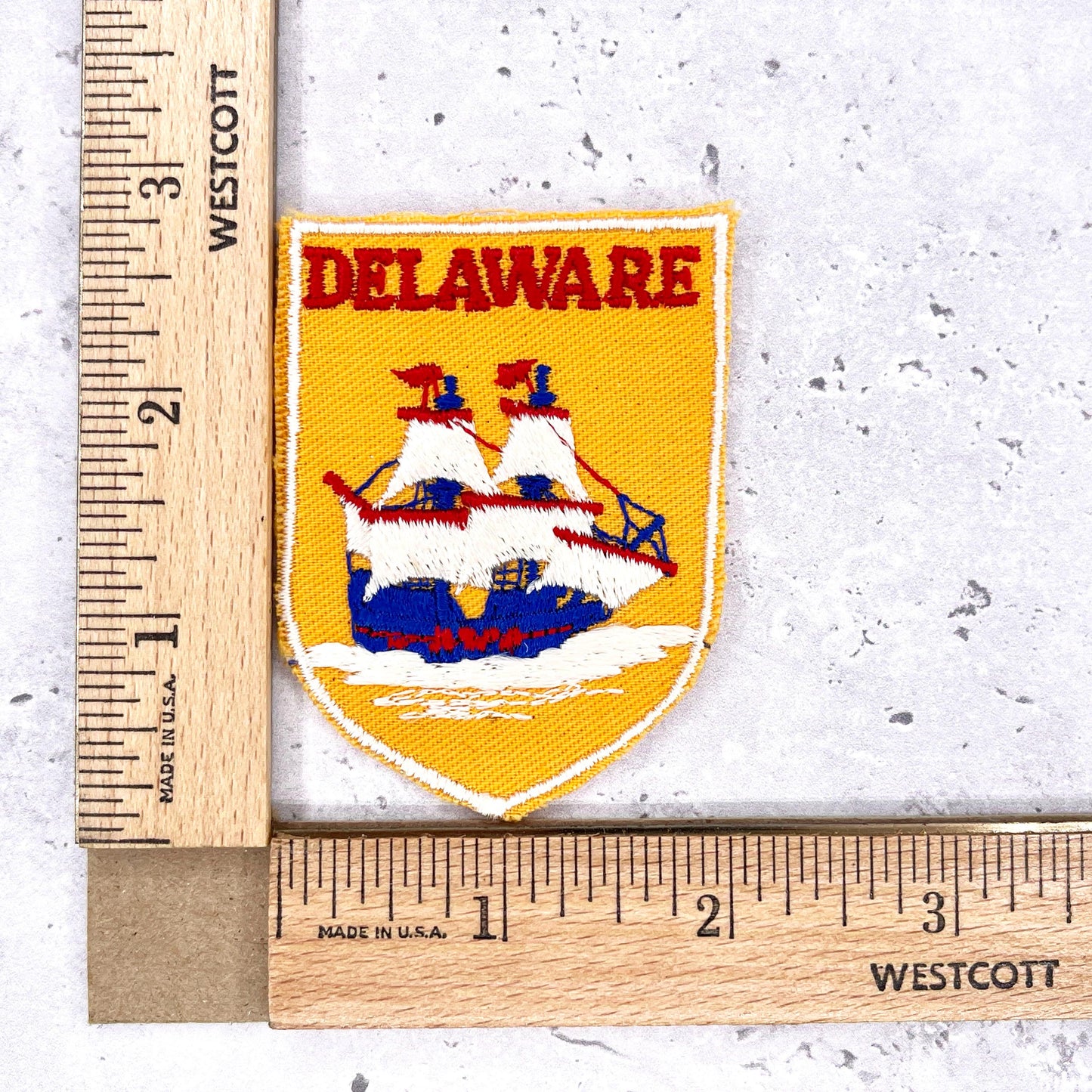 Vintage Delaware Patch • State Travel Souvenir Kalmar Nyckel • Sew-On Badge NOS