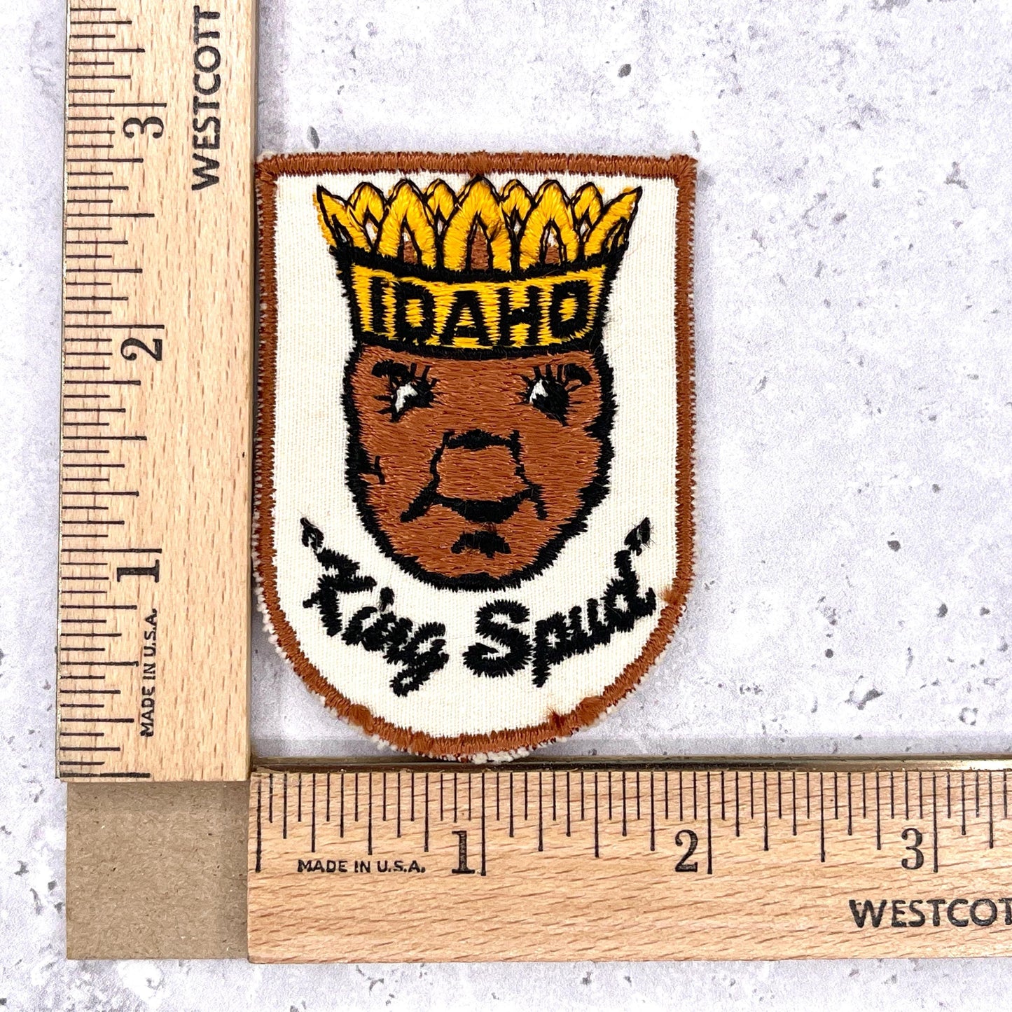 Vintage Idaho Patch • King Spud Potato Travel State Souvenir • Sew-On Badge
