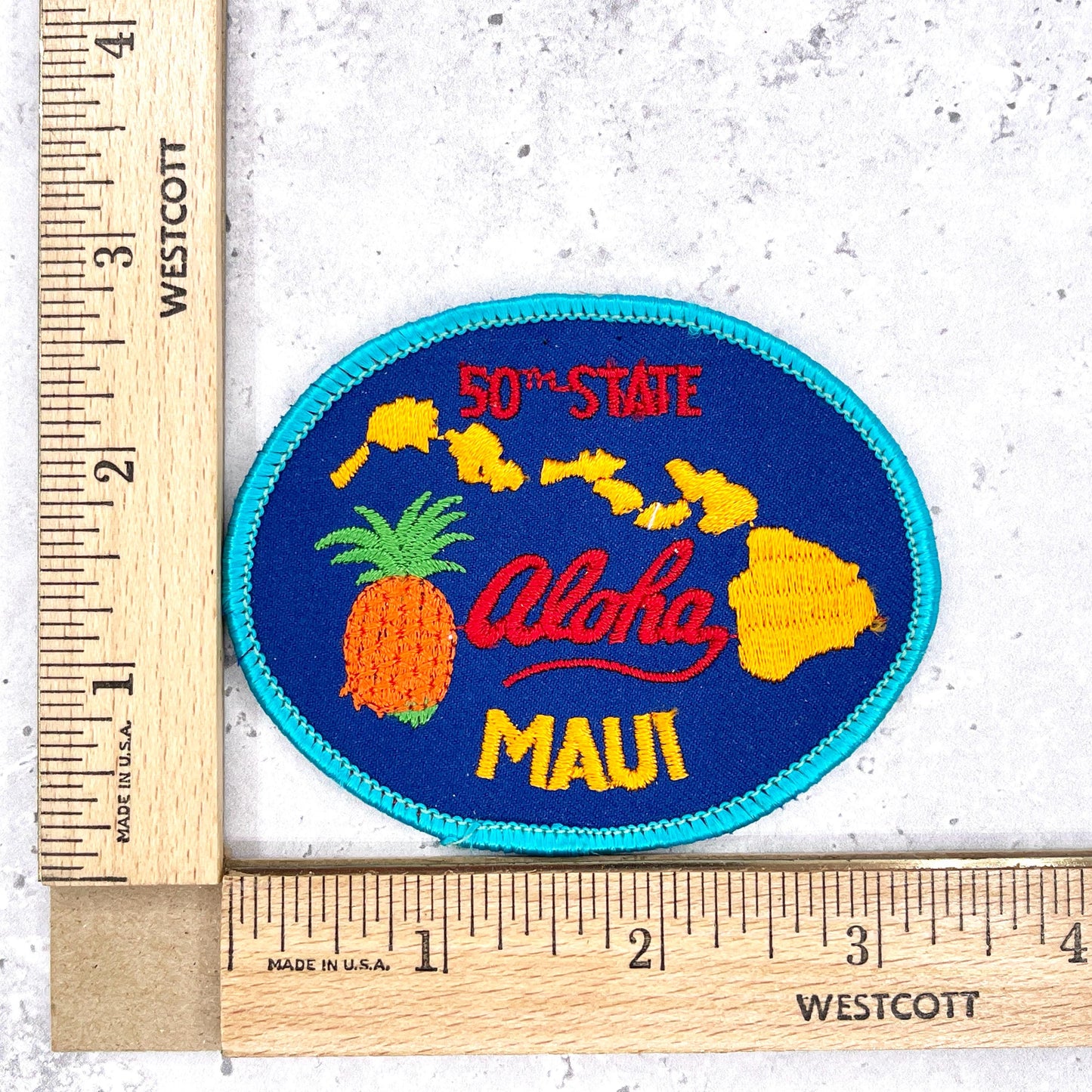 Vintage Aloha Maui Patch • Hawaiian Islands 50th State Souvenir • Iron-On NOS