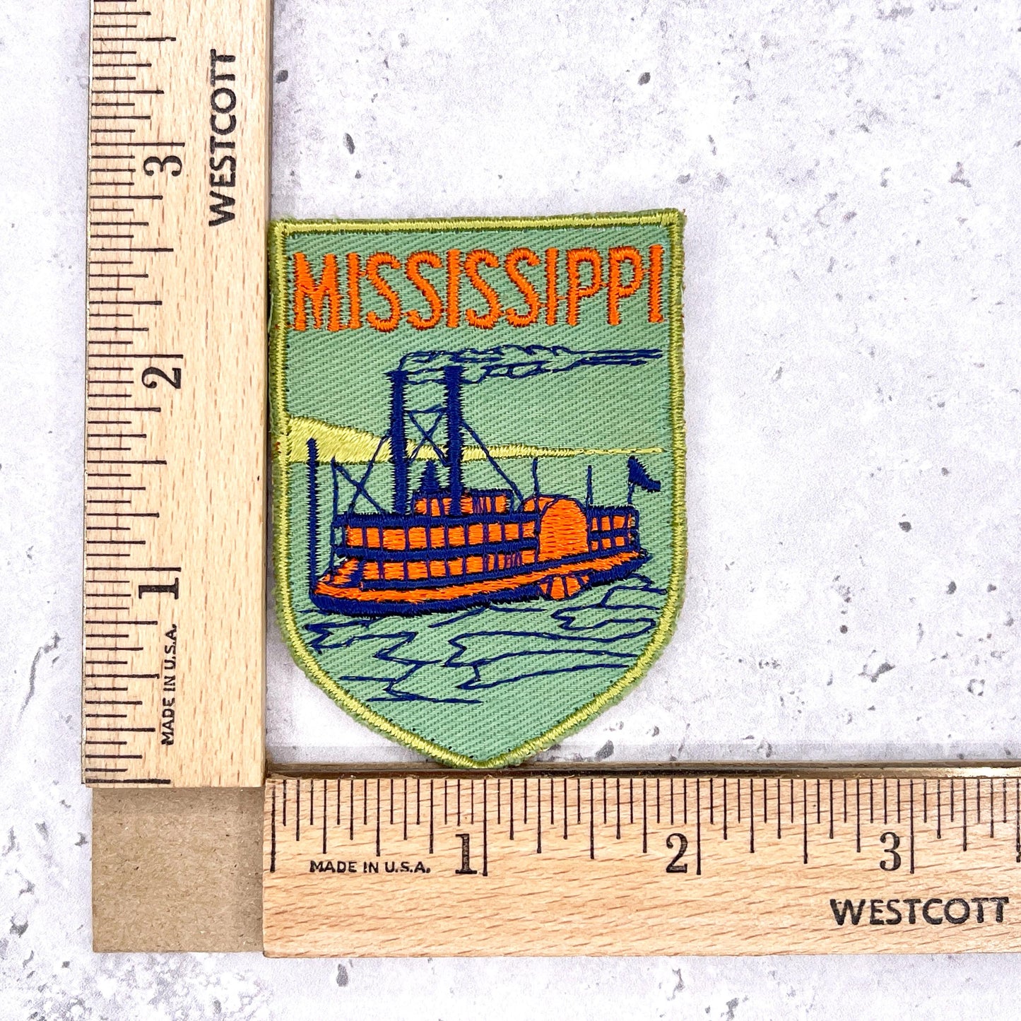 Vintage Mississippi Patch • Riverboat Steamboat State Souvenir • Sew-On Used