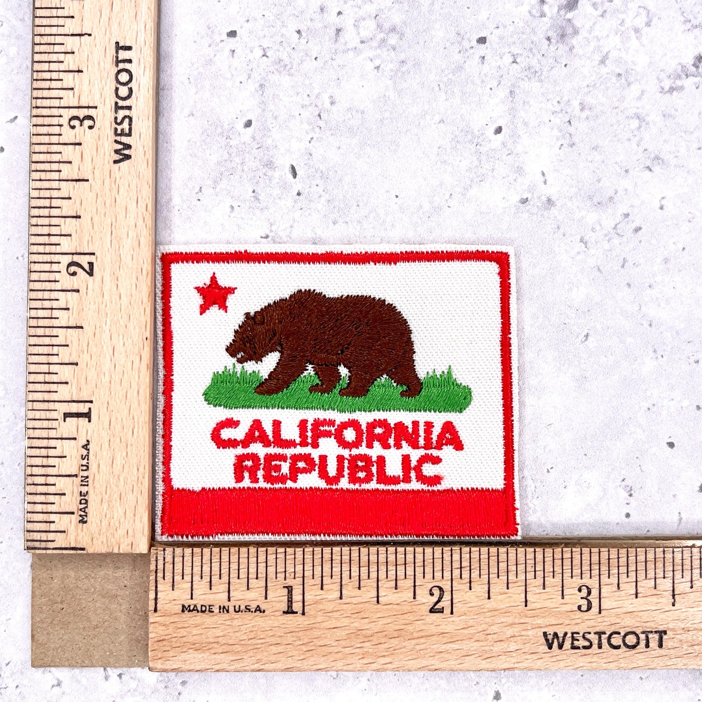 Vintage California Republic Patch • Bear Flag State Souvenir • Iron-On NOS