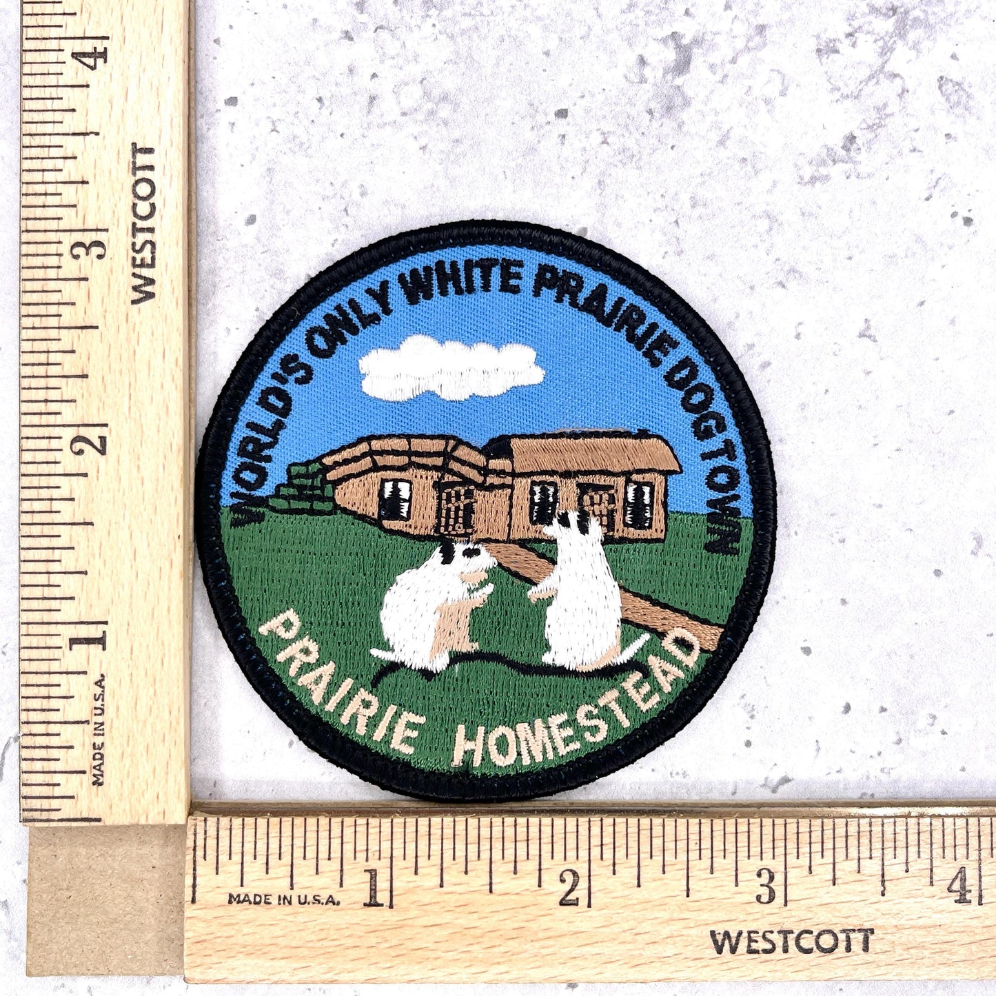 Prairie Homestead Patch • White Prairie Dog Town Badlands • Y2K Iron-On NOS