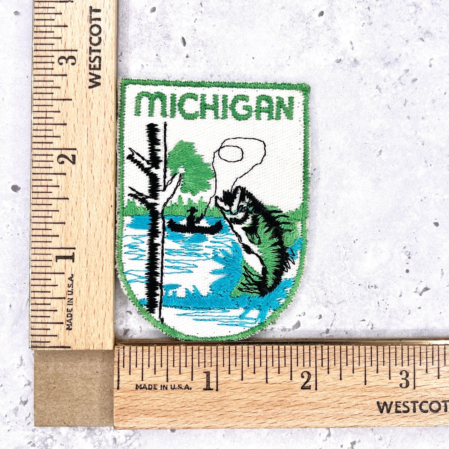 Vintage Michigan Patch • Fishing State Travel Souvenir • Sew-On Badge