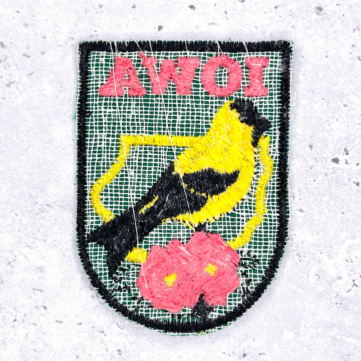Vintage Iowa State Patch • 80s Goldfinch Wild Rose • Travel Souvenir Sew-On