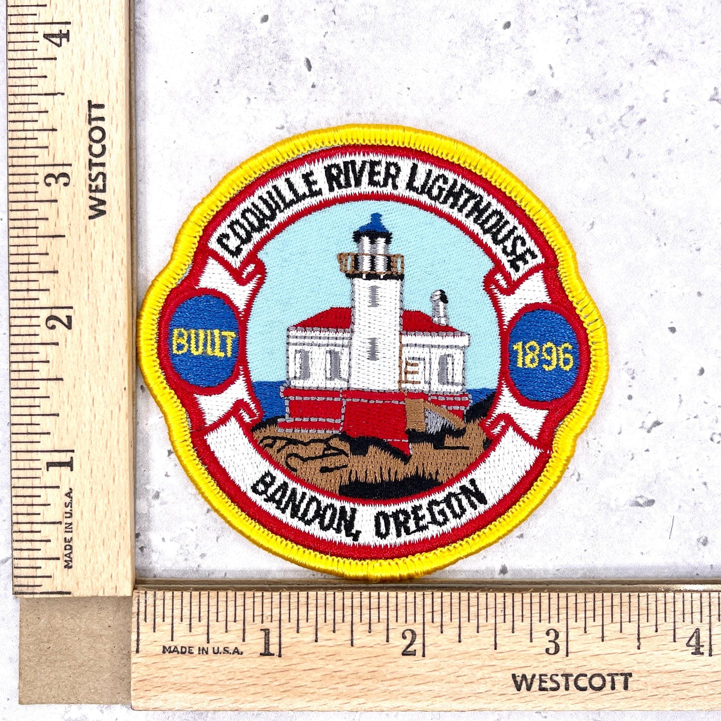 Coquille River Lighthouse Patch • Bandon Oregon Coast • Y2K Iron-On NOS
