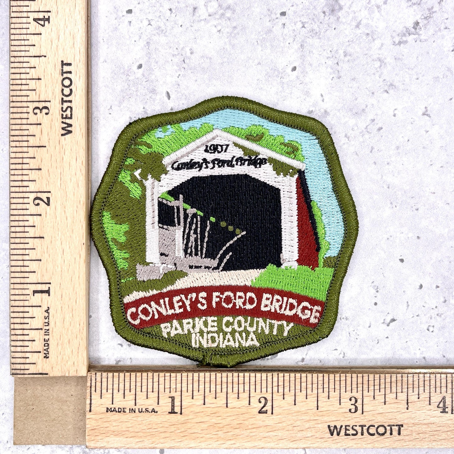 Conley’s Ford Covered Bridge Patch • Parke County Indiana • Y2K Iron-On NOS