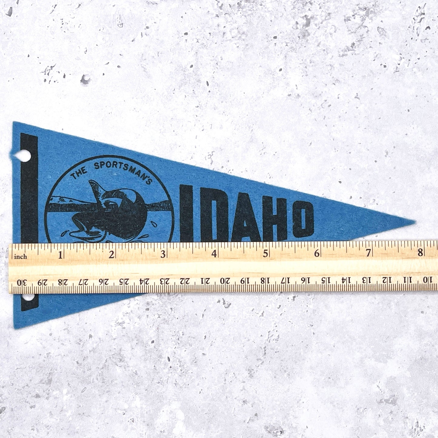 Vintage Idaho Mini Pennant 60s 70s Felt Fishing State Souvenir 4" x 7.5"