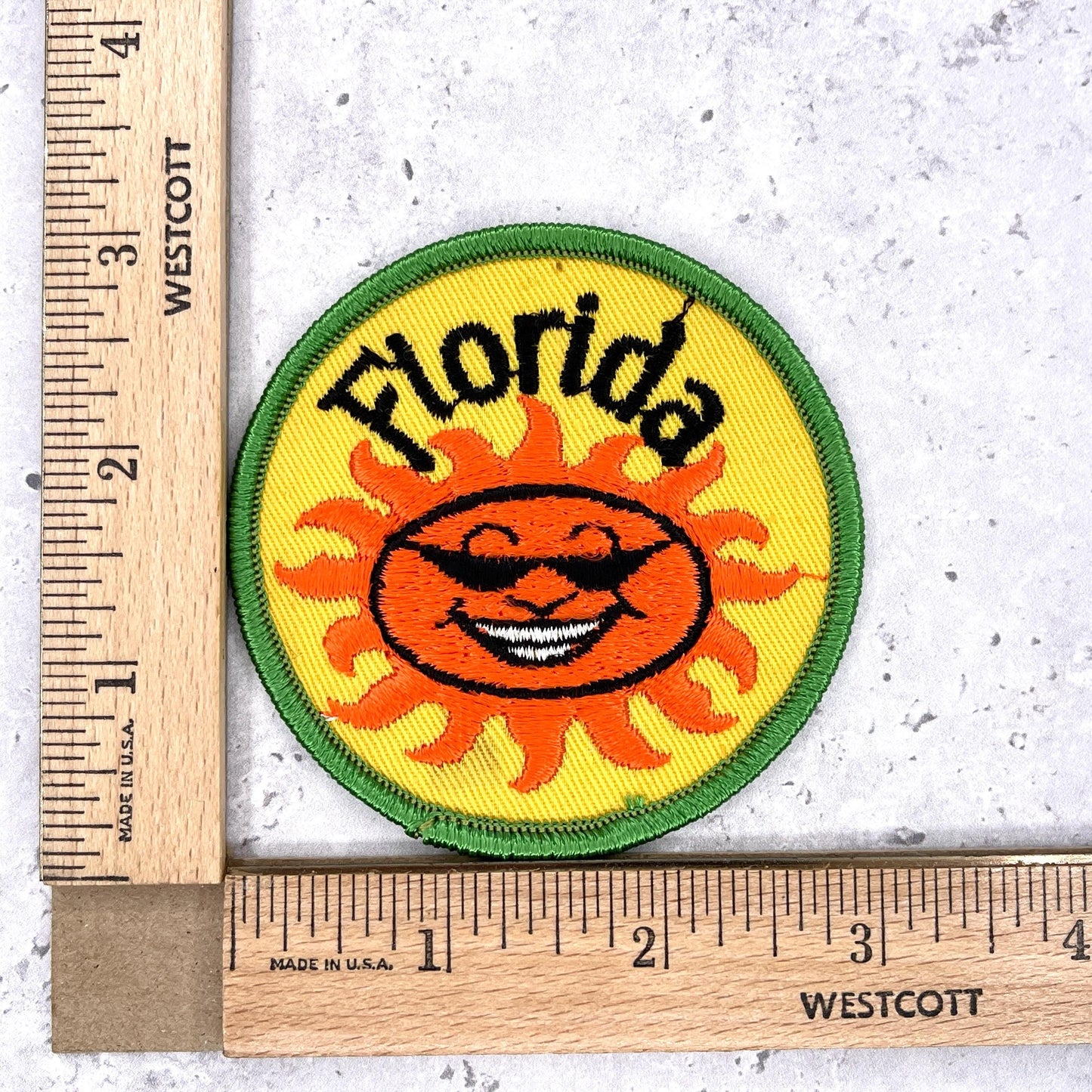 Vintage Florida Patch • Sunshine State Sunglasses Travel Souvenir • 3" Iron-On