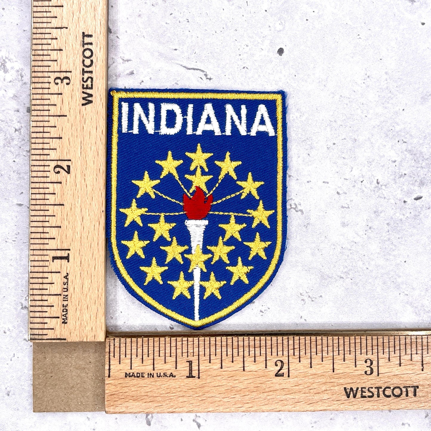 Vintage Indiana Patch • State Flag Travel Souvenir Badge • Iron-On NOS