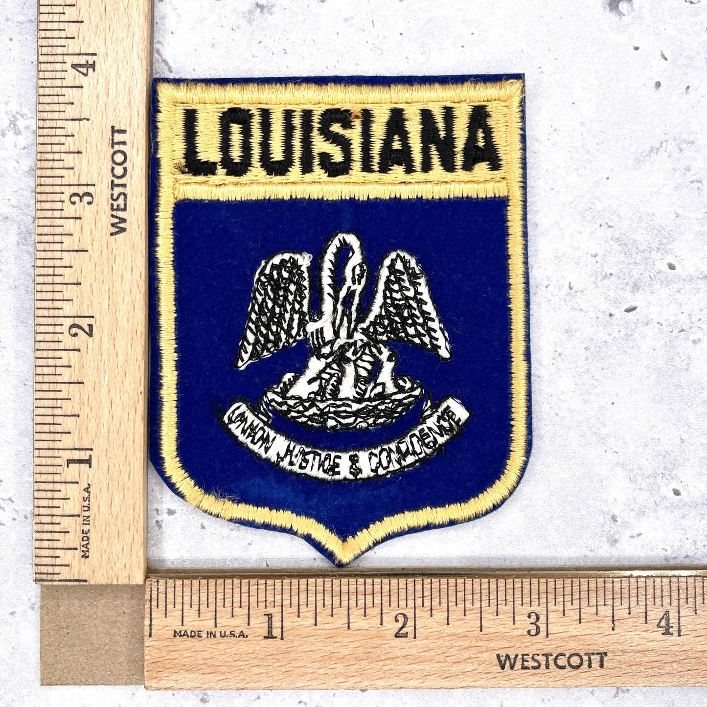 Vintage Louisiana Patch • State Flag Pelican Travel Souvenir • Iron-On Badge