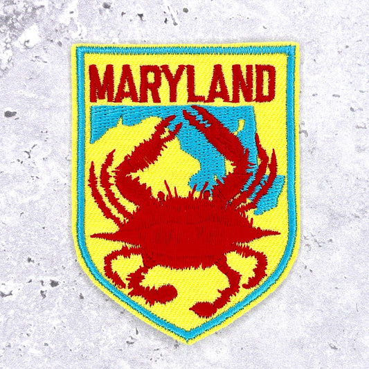 Vintage Maryland State Patch • 80s Crab Travel Souvenir NOS