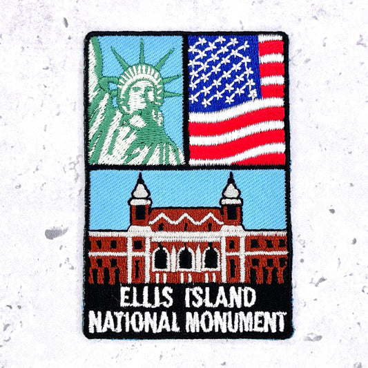 Ellis Island National Monument Patch • Statue of Liberty American Flag • Iron-On