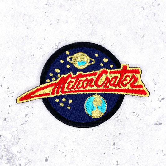 Meteor Crater Patch • Arizona Space Rock Travel Souvenir • Iron-On