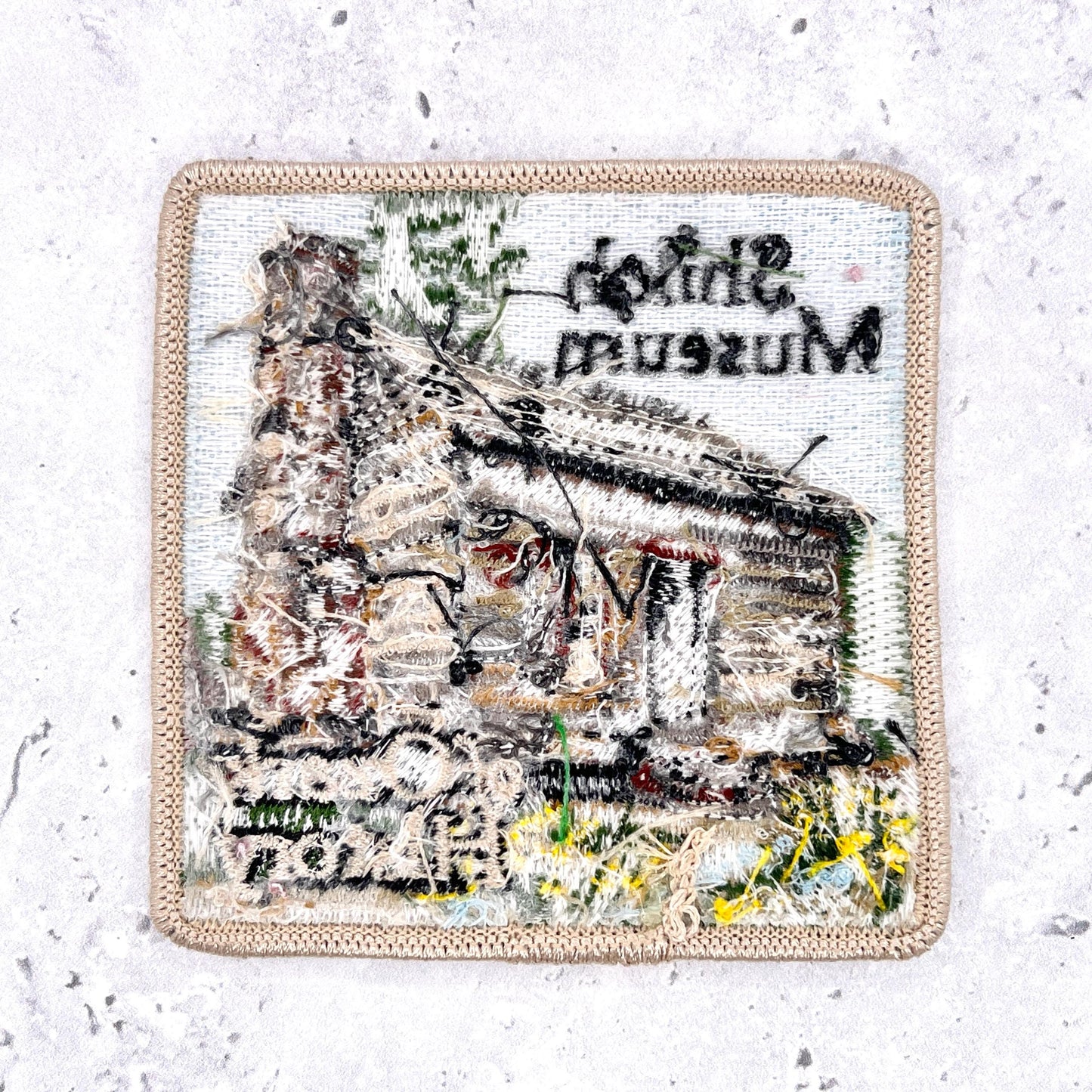 Shiloh Museum of Ozark History Patch • Arkansas Log Cabin Souvenir • Iron-On