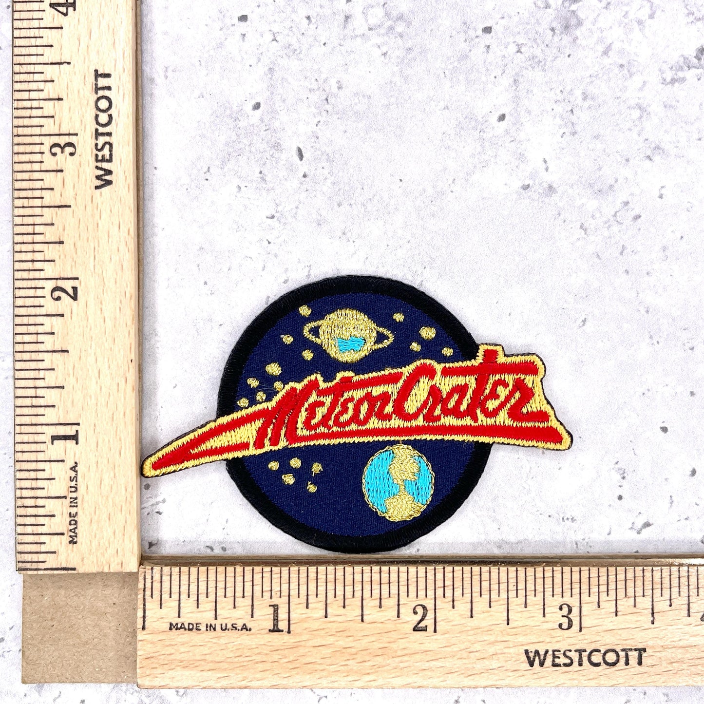 Meteor Crater Patch • Arizona Space Rock Travel Souvenir • Iron-On