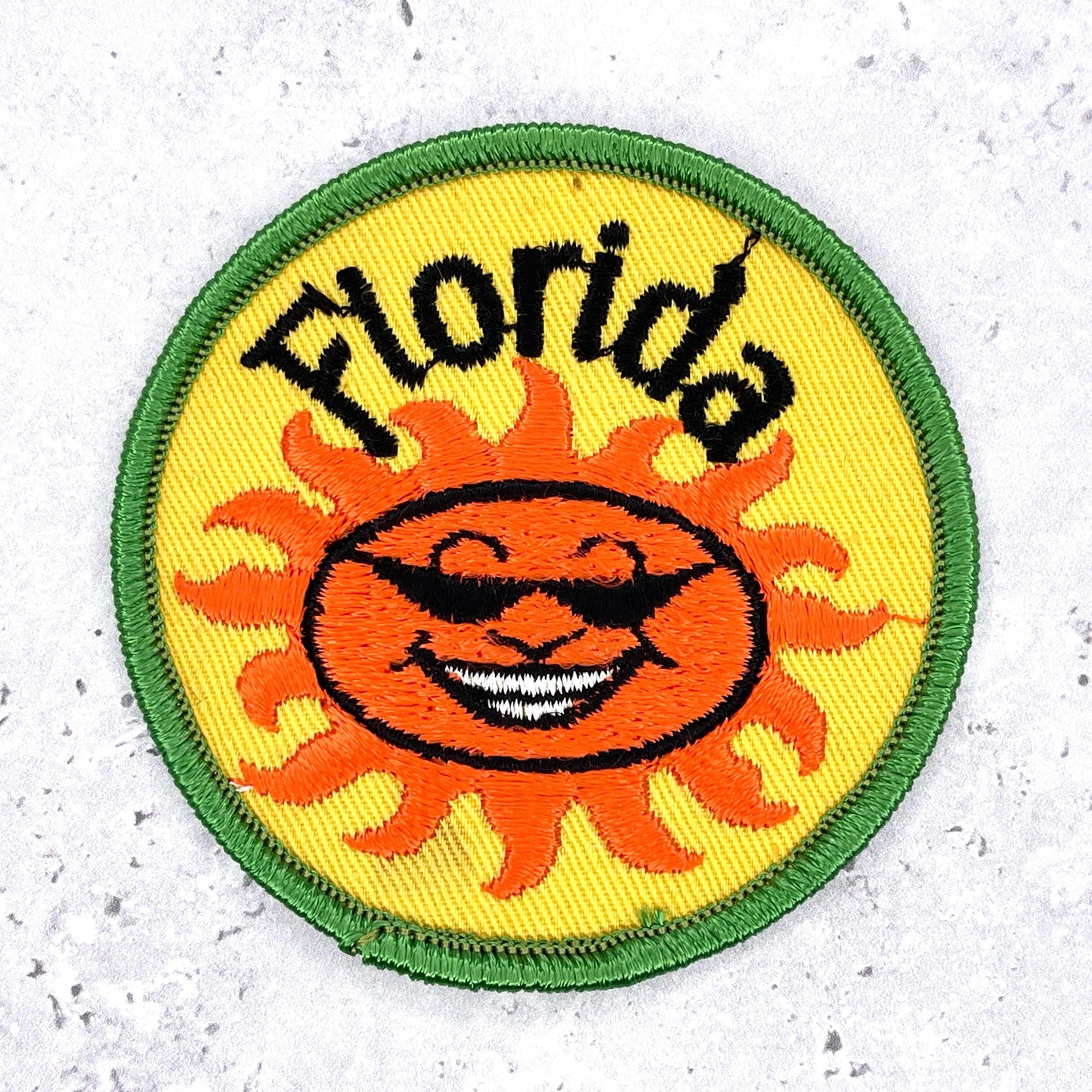 Vintage Florida Patch • Sunshine State Sunglasses Travel Souvenir • 3" Iron-On