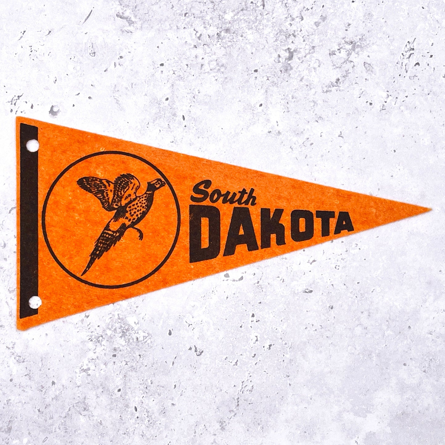 Vintage South Dakota Mini Pennant 60s 70s Pheasant Felt State Souvenir 4" x 7.5"