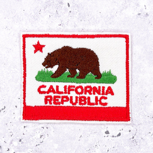 Vintage California Republic Patch • Bear Flag State Souvenir • Iron-On NOS