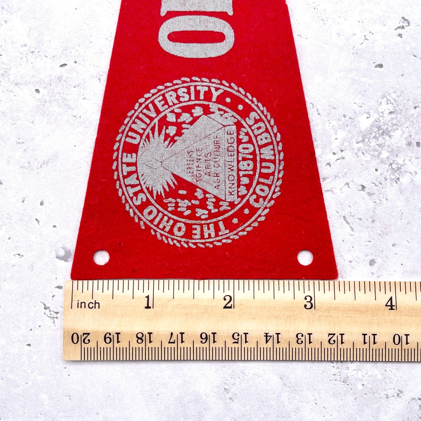 Vintage Ohio State Mini Pennant • 60s Felt NCAA College Buckeyes • 9.25" x 3.25"