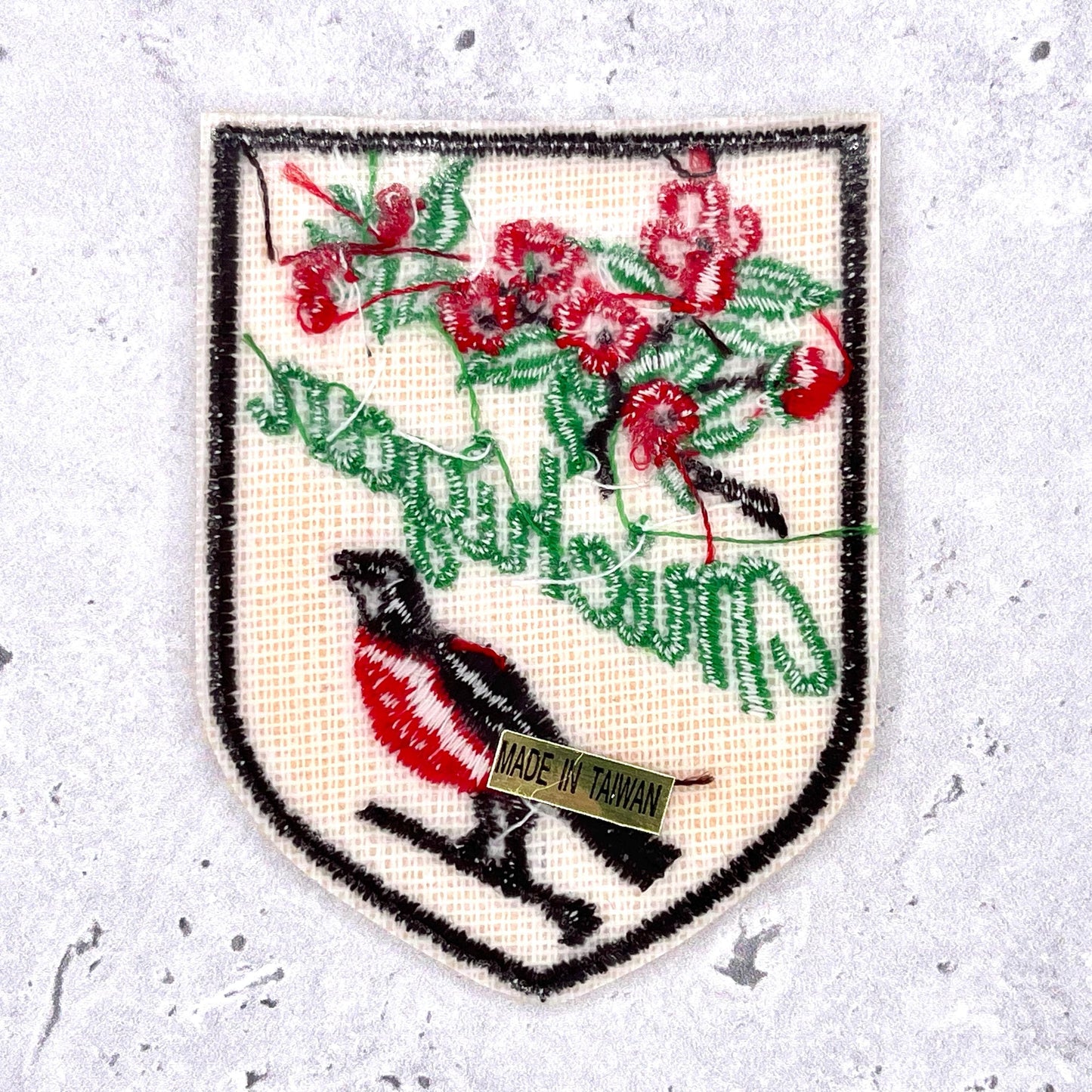Vintage Michigan State Patch • 80s Robin Apple Blossom • Iron-On NOS