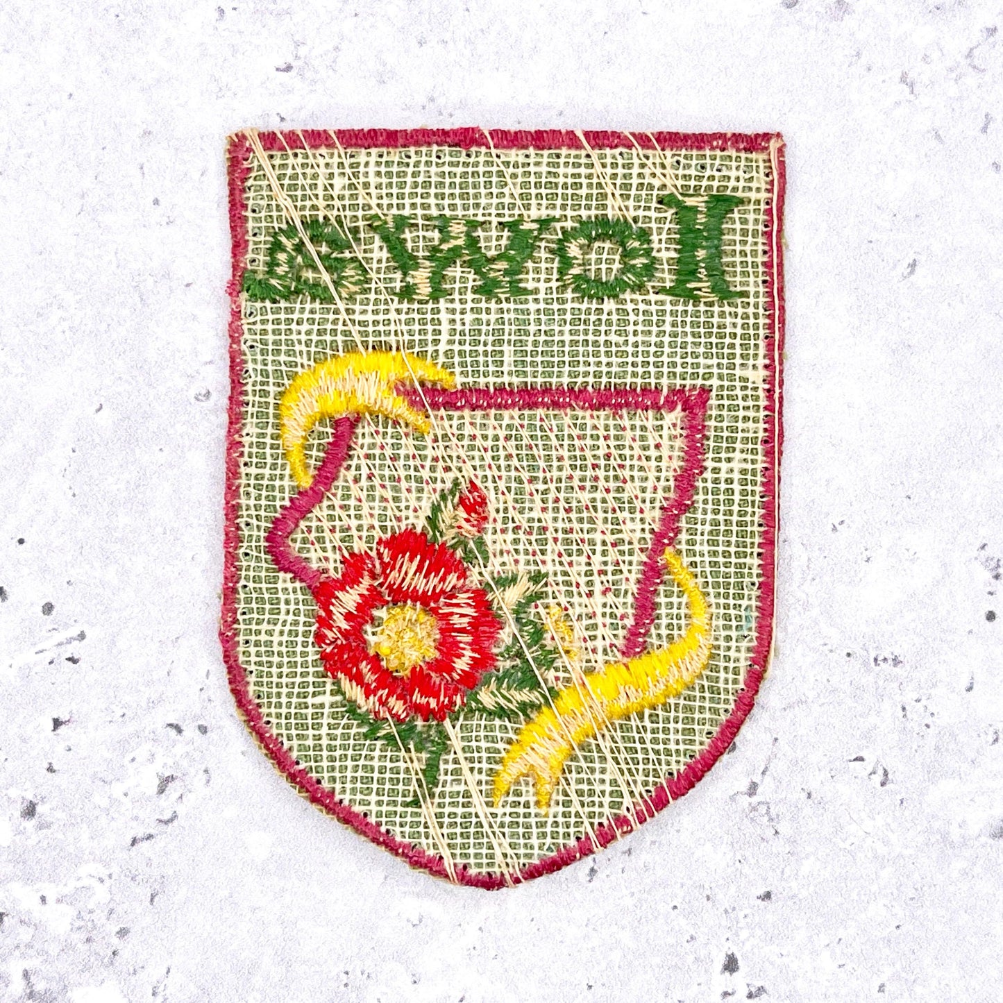 Vintage Iowa Patch • Goldfinch Prairie Rose State Souvenir • Sew-On Used