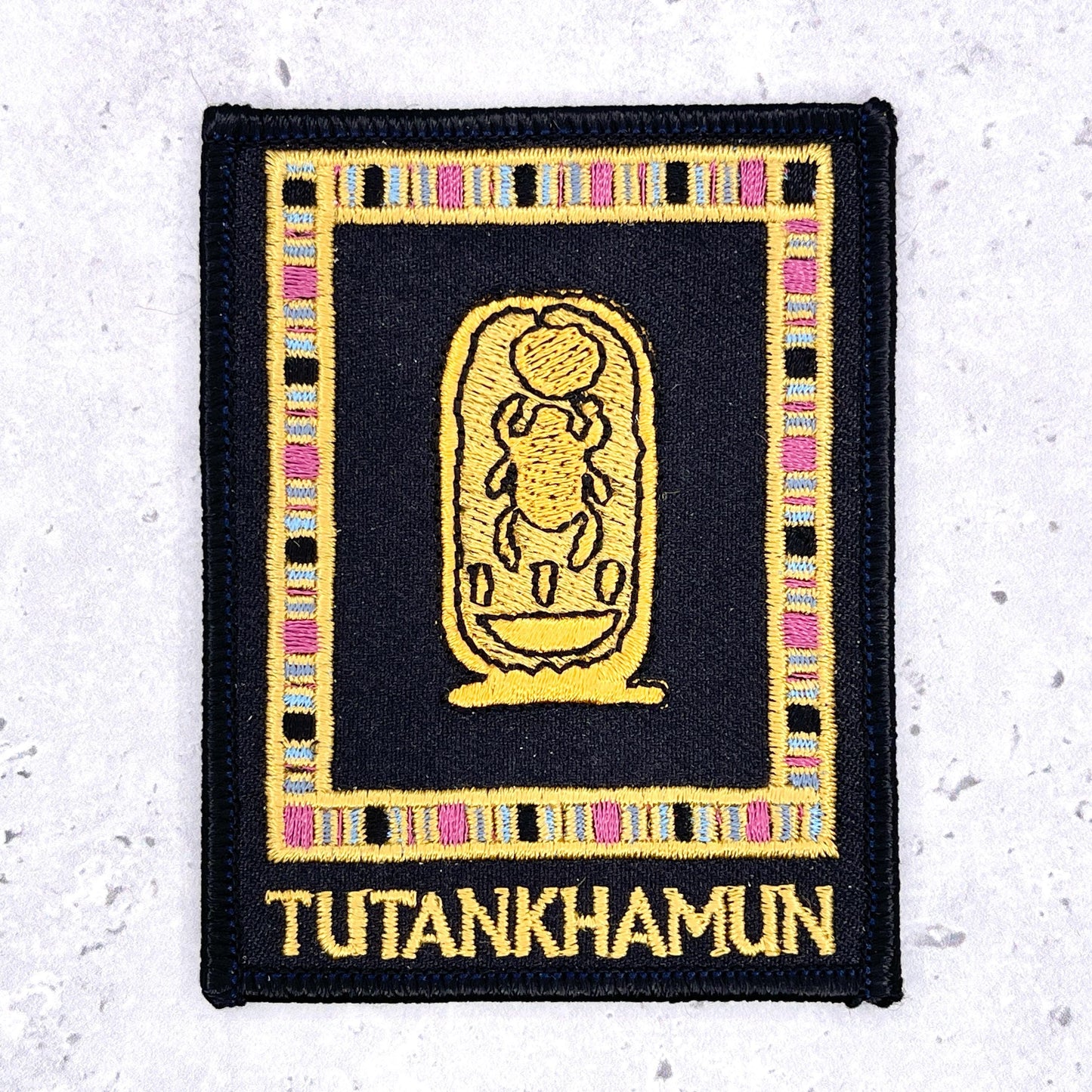 Tutankhamun Museum Exhibit Patch • King Tut Egyptian Scarab Design • Iron-On