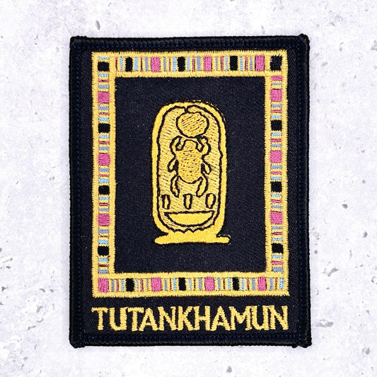 Tutankhamun Museum Exhibit Patch • King Tut Egyptian Scarab Design • Iron-On