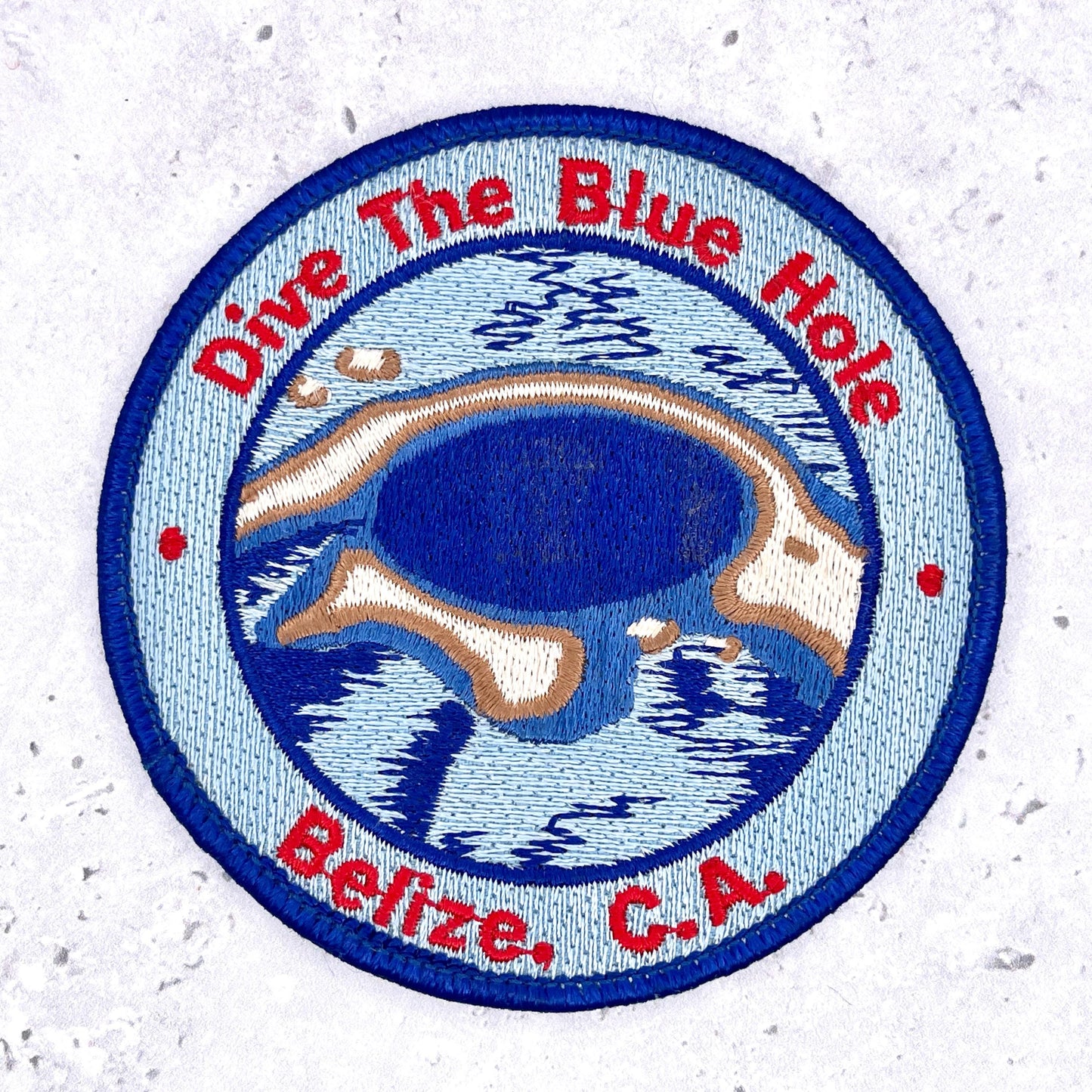Great Blue Hole Belize Patch • Scuba Diving Lighthouse Reef • Y2K Iron-On NOS