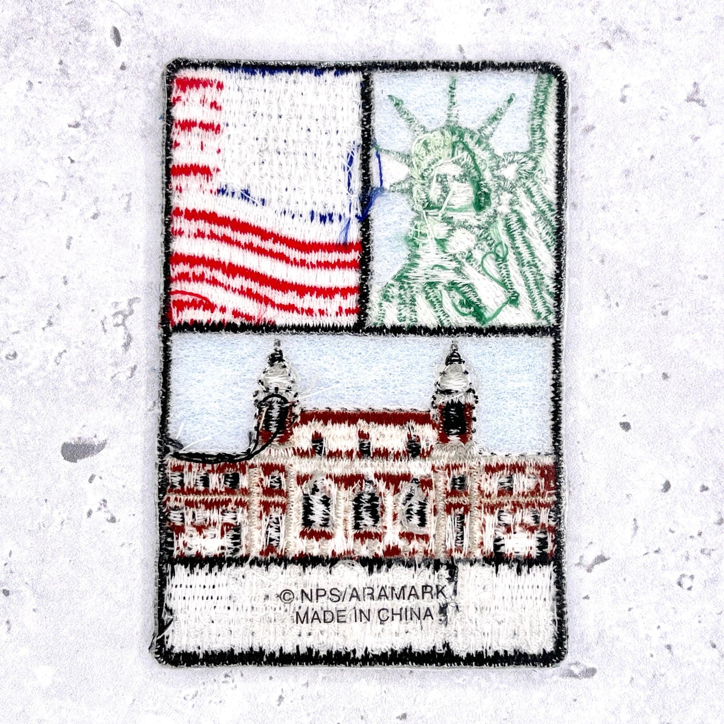Ellis Island National Monument Patch • Statue of Liberty American Flag • Iron-On