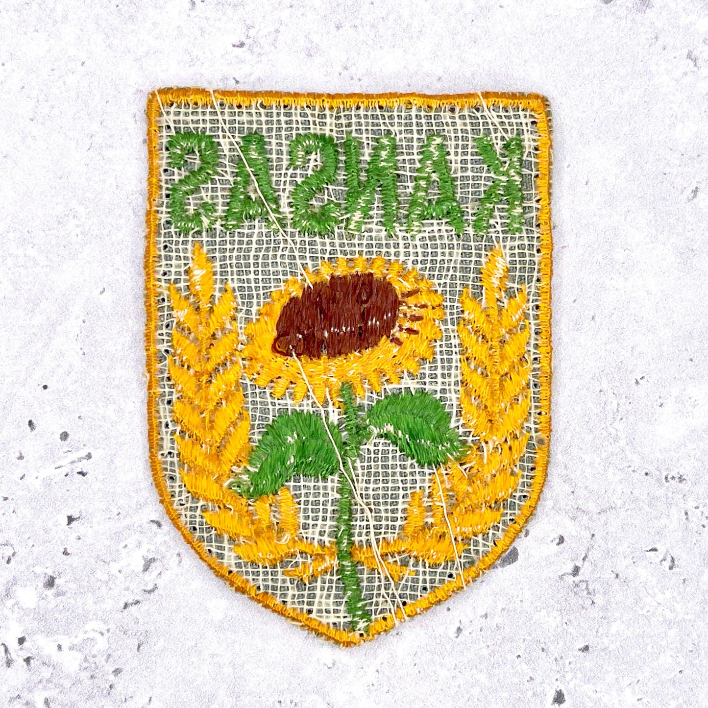 Vintage Kansas Patch • Sunflower Wheat State Souvenir • Sew-On Used