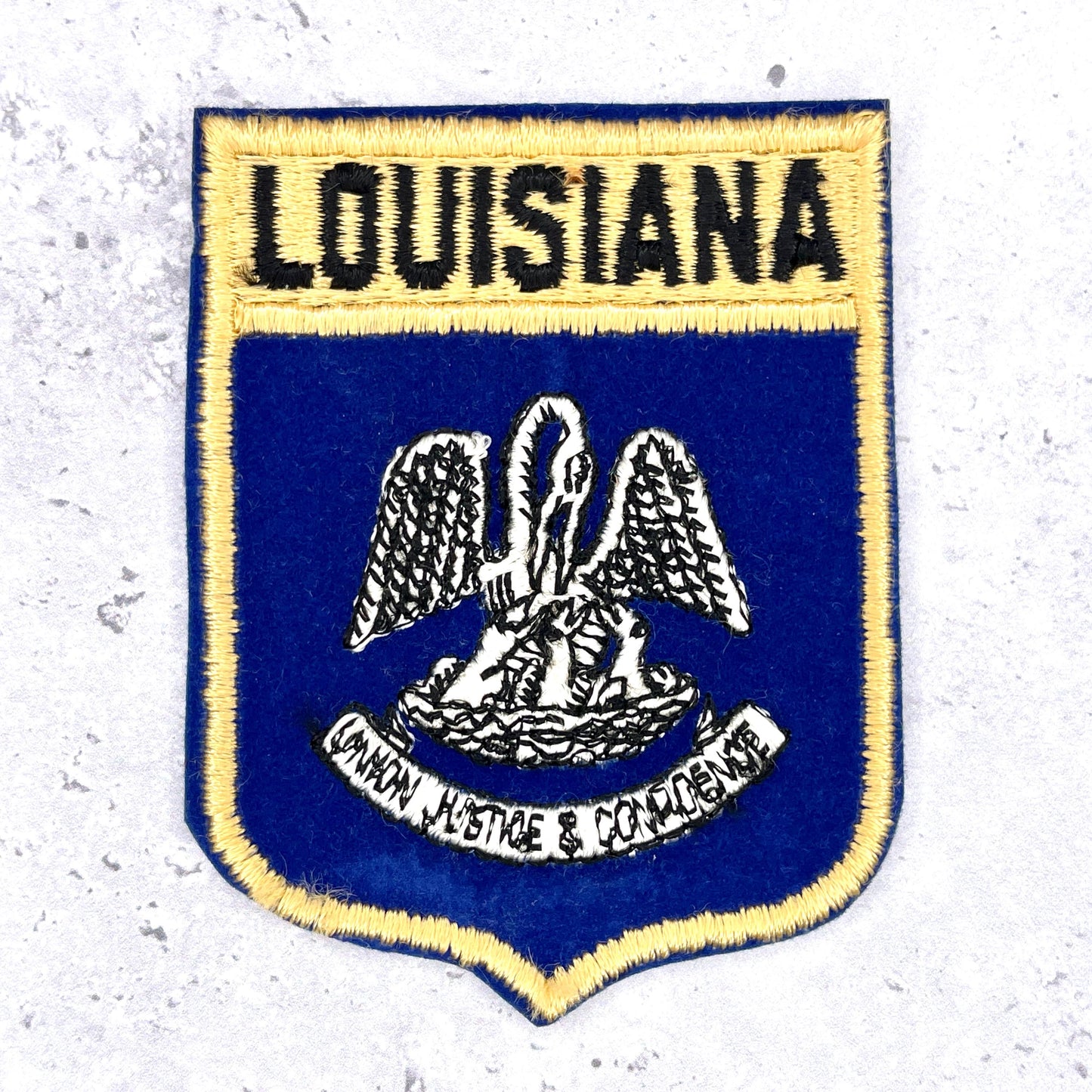 Vintage Louisiana Patch • State Flag Pelican Travel Souvenir • Iron-On Badge