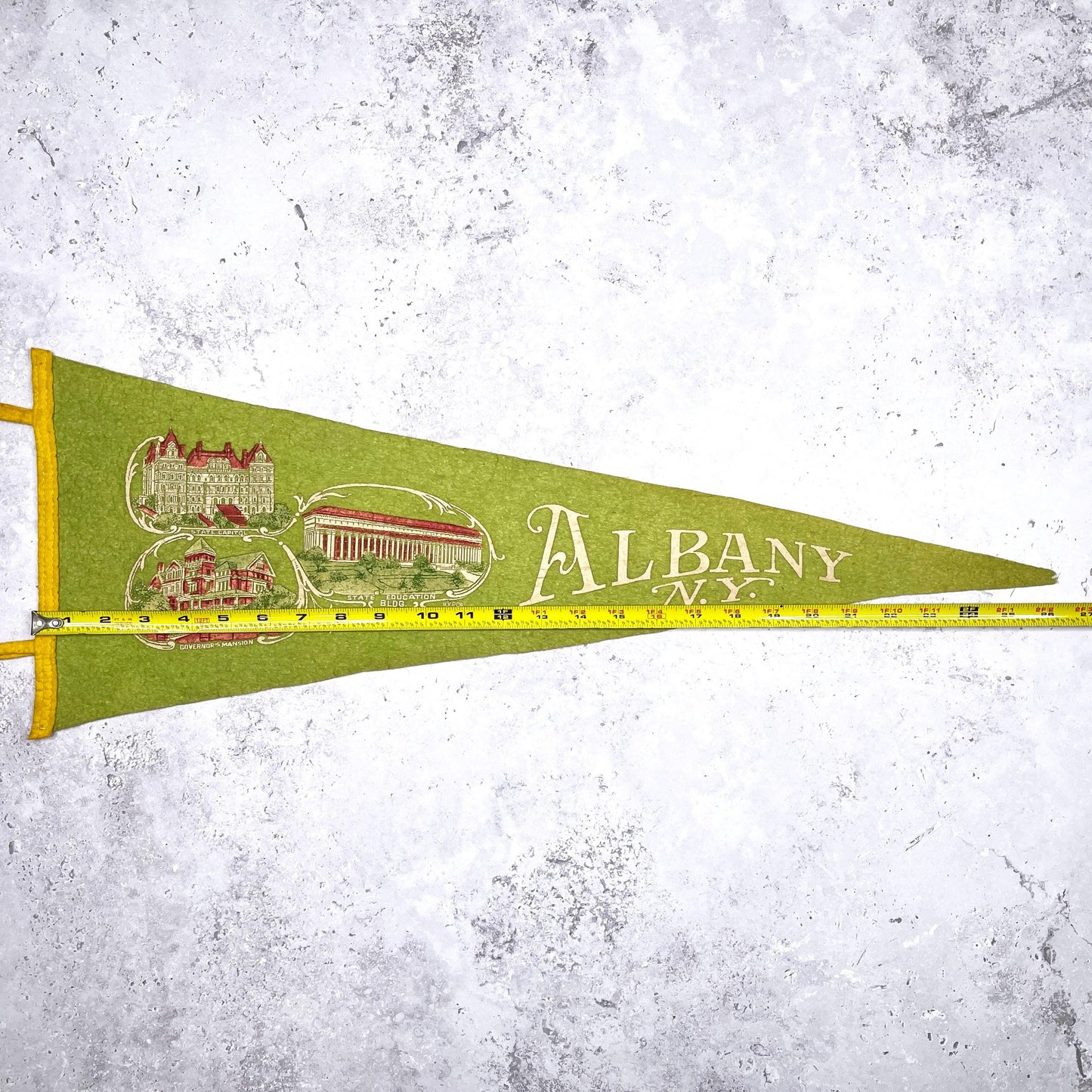 Vintage Albany Pennant • 50s New York State Capitol Travel Souvenir • 26" x 10"