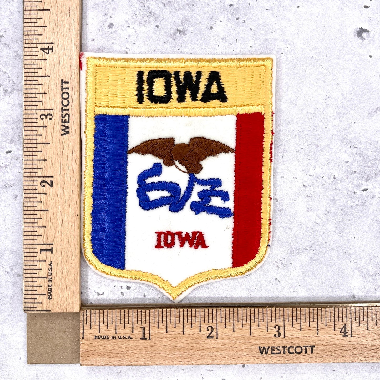 Vintage Iowa Patch • State Flag Eagle Travel Souvenir • Iron-On Badge