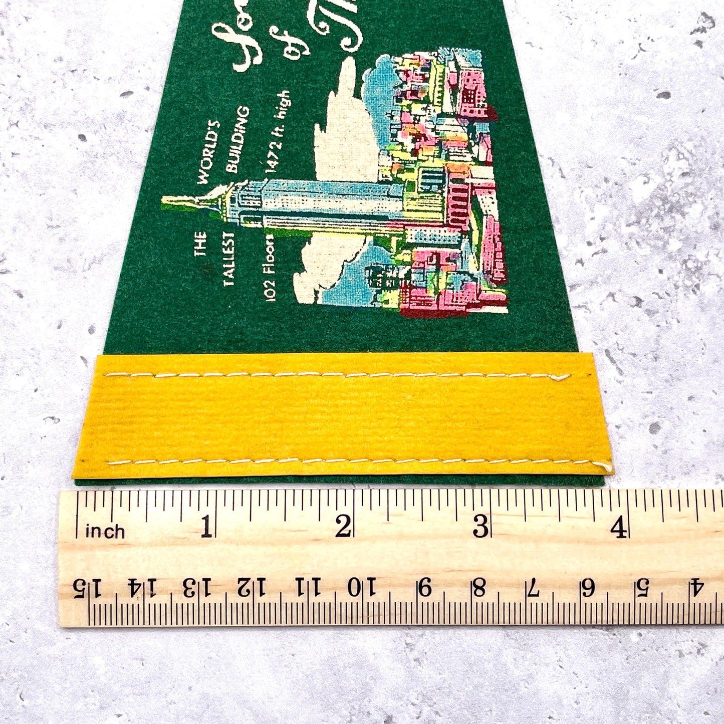 Vintage Empire State Building Mini Pennant • 60s NYC Travel Souvenir • 9" x 4"