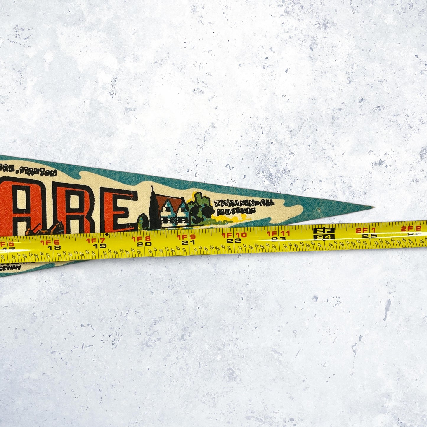 Vintage Delaware Pennant • 70s State Travel Souvenir • 25" x 8"