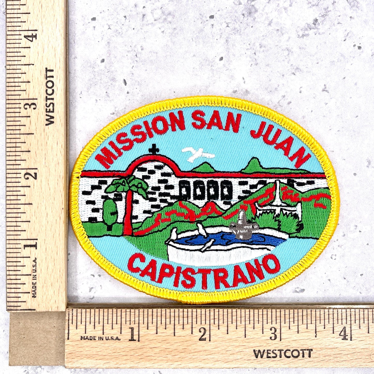 Mission San Juan Patch • Capistrano California Souvenir • Iron-On NOS