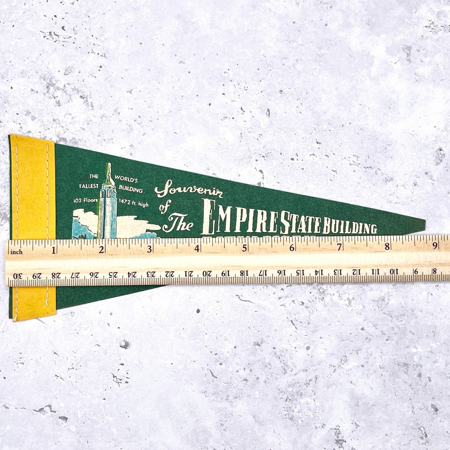 Vintage Empire State Building Mini Pennant • 60s NYC Travel Souvenir • 9" x 4"
