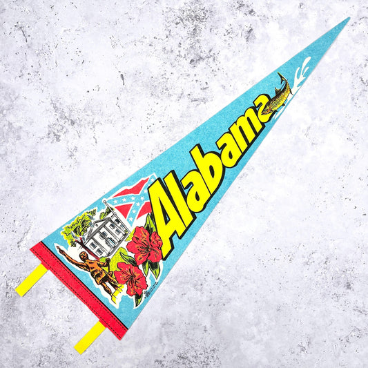 Vintage Alabama Pennant • State Travel Souvenir • 25" x 8"