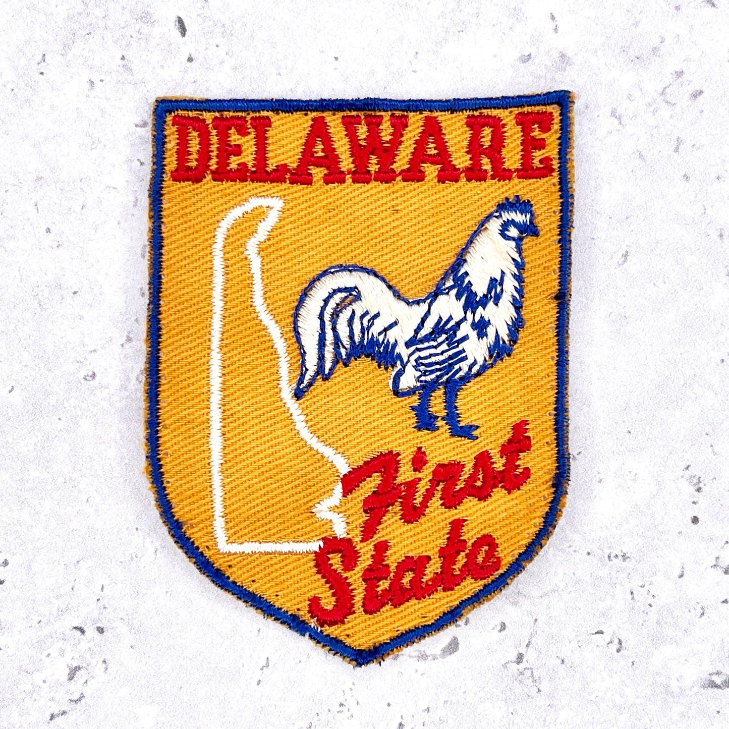 Vintage Delaware Patch • First State Blue Hen State Souvenir • Sew-On Used