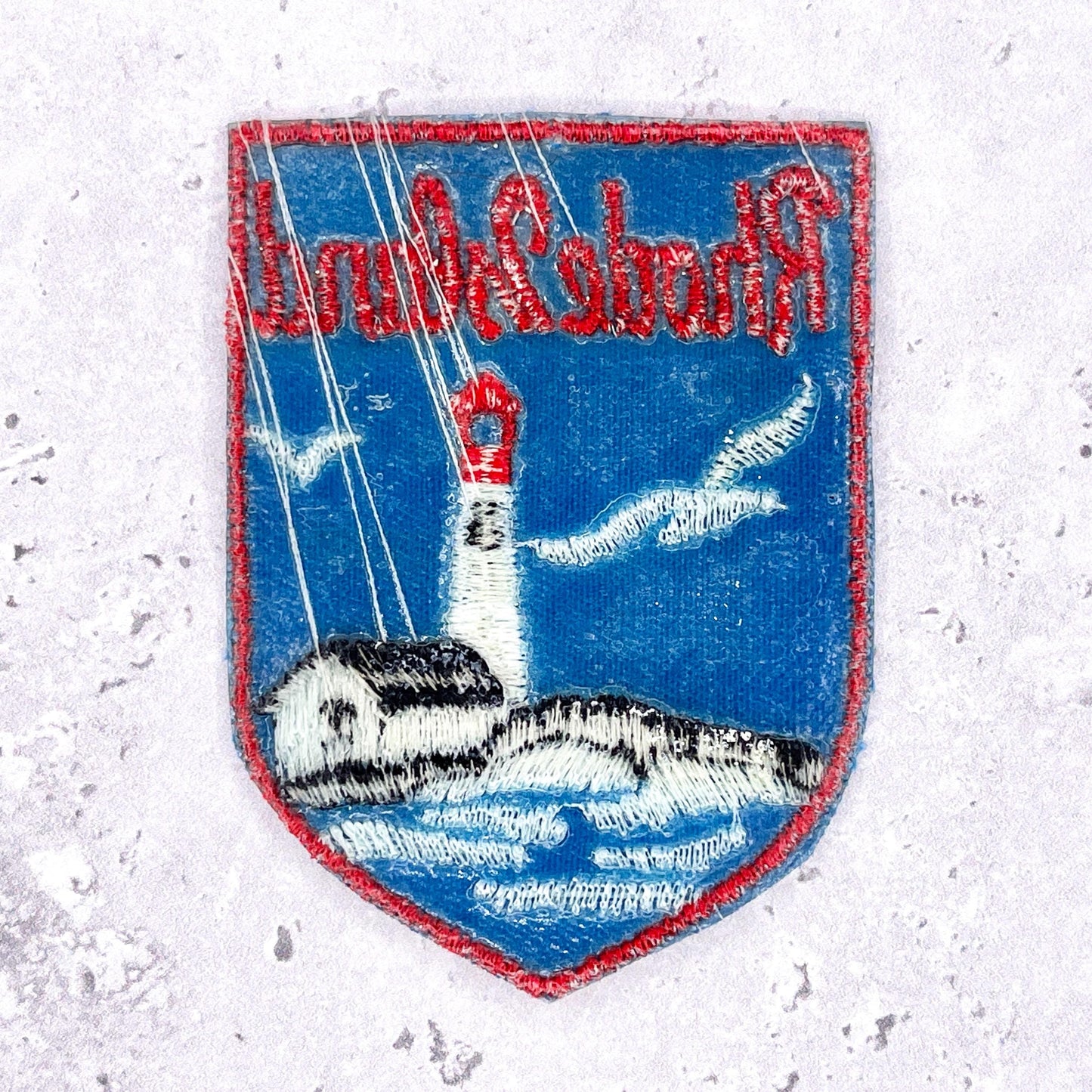Vintage Rhode Island Patch • State Lighthouse Coastal Souvenir • Iron-On