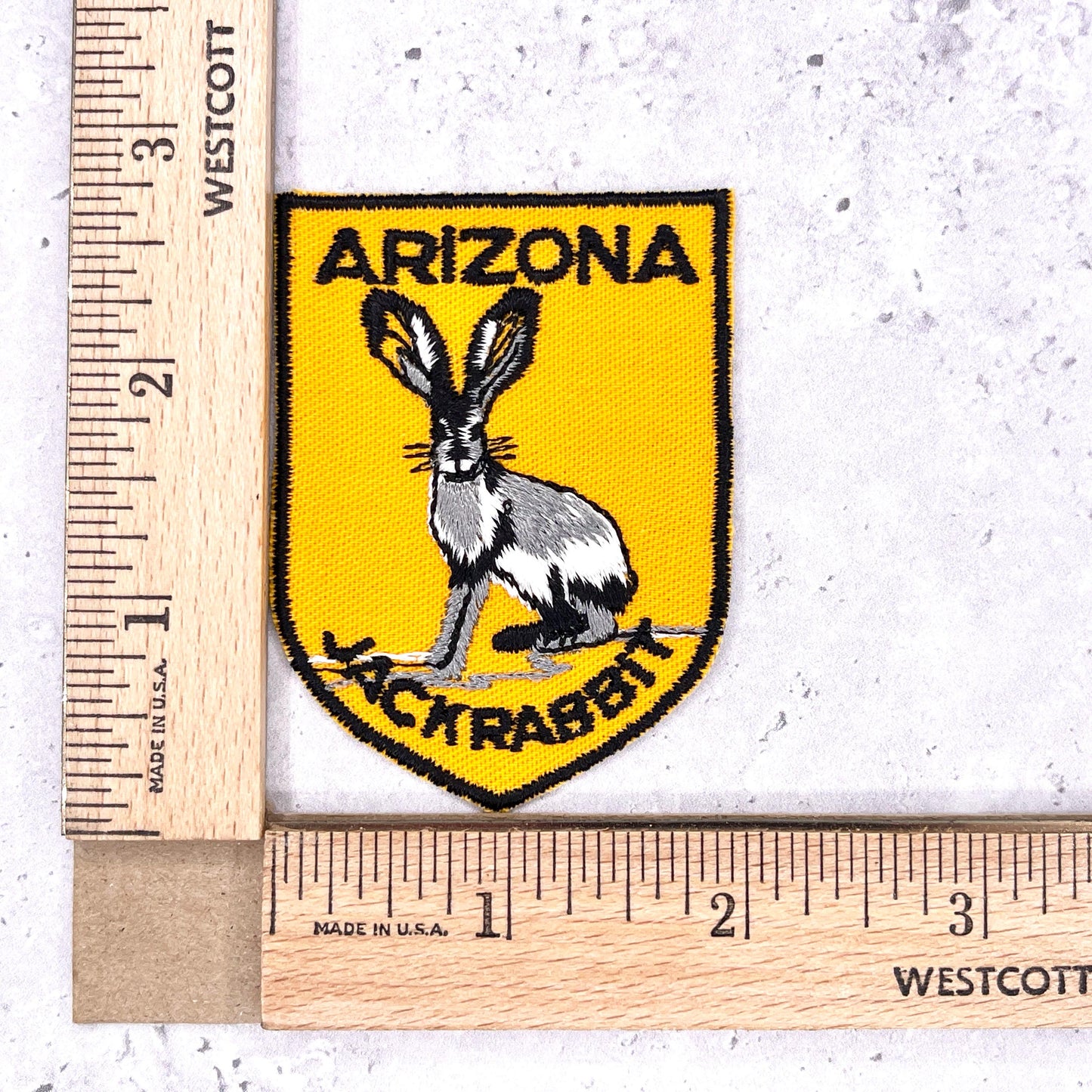 Vintage Arizona Patch • Jackrabbit State Wildlife Souvenir • Iron-On NOS