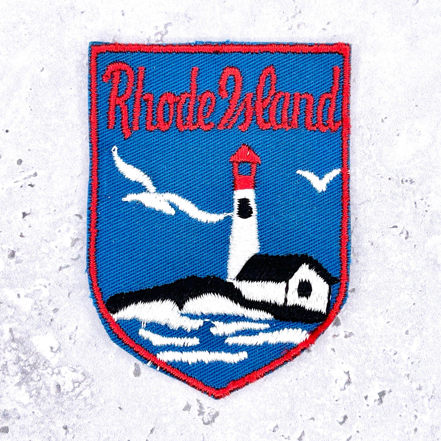 Vintage Rhode Island Patch • State Lighthouse Coastal Souvenir • Iron-On
