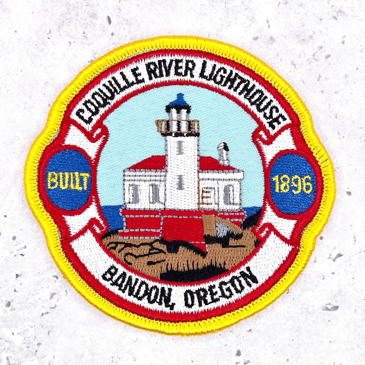 Coquille River Lighthouse Patch • Bandon Oregon Coast • Y2K Iron-On NOS