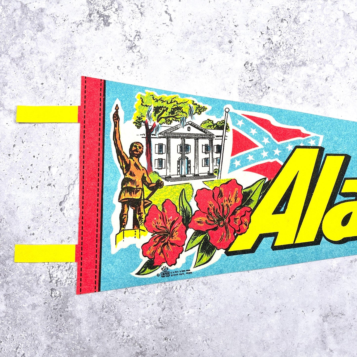 Vintage Alabama Pennant • State Travel Souvenir • 25" x 8"