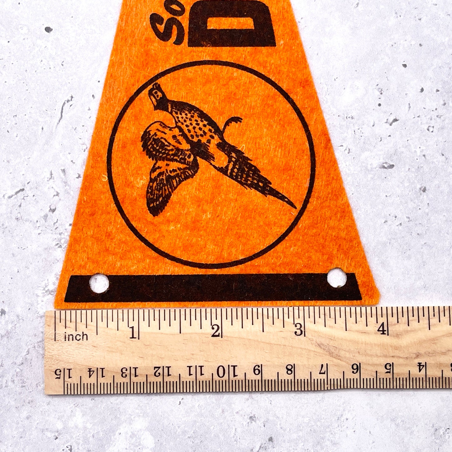 Vintage South Dakota Mini Pennant 60s 70s Pheasant Felt State Souvenir 4" x 7.5"