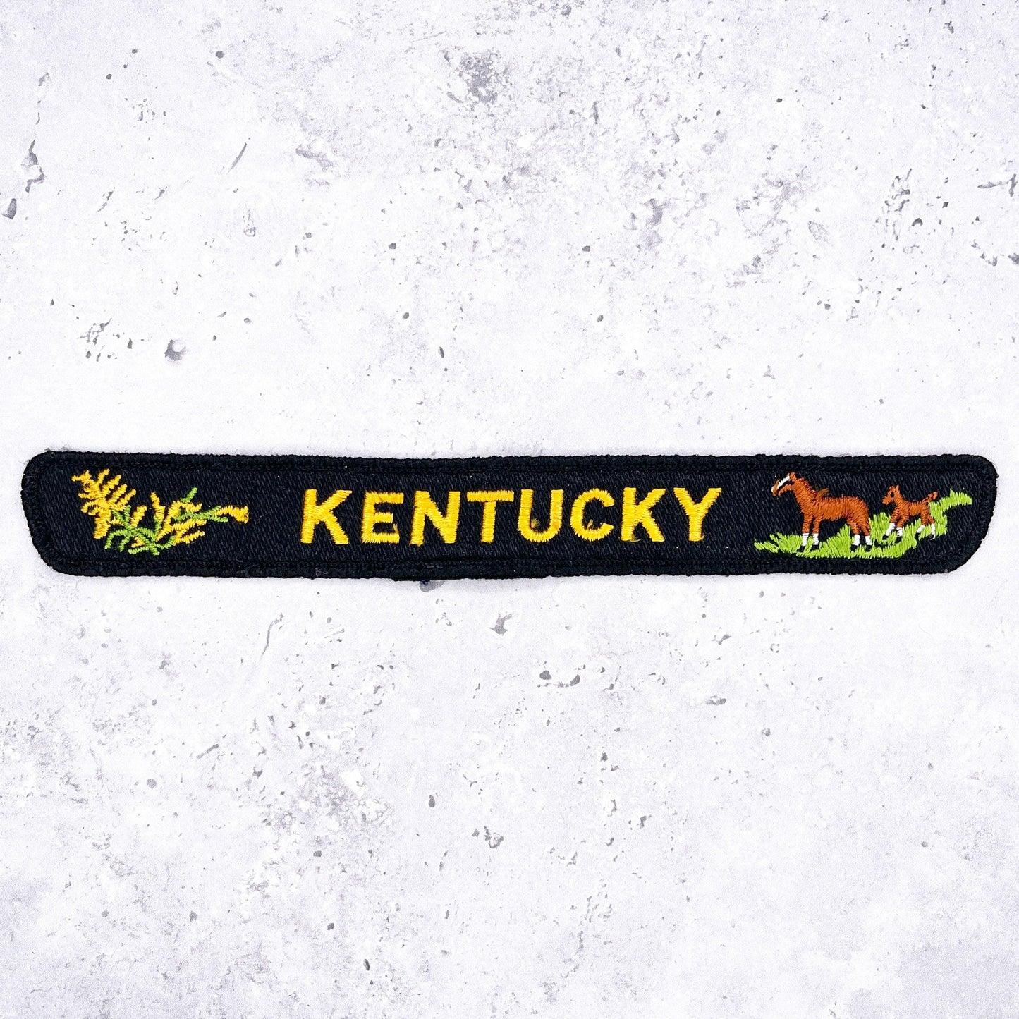 Vintage Kentucky Patch • Goldenrod State Flower Horses Derby • Sew-On 8.5" x 1"