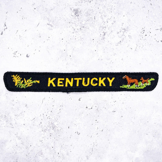 Vintage Kentucky Patch • Goldenrod State Flower Horses Derby • Sew-On 8.5" x 1"