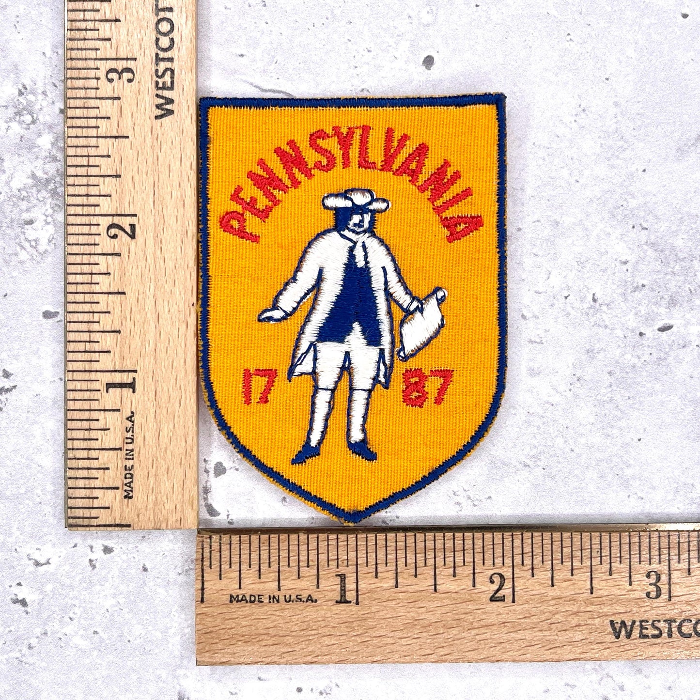 Vintage Pennsylvania Patch • Ben Franklin 1787 State Travel Souvenir • Sew-on NOS